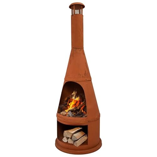 Sunnydaze 70" Extra Large Chiminea with Built-In Log Rack