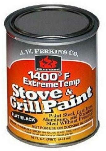 AW Perkins 1400°F Black Stove Paint, Brush-On, 1 Pint