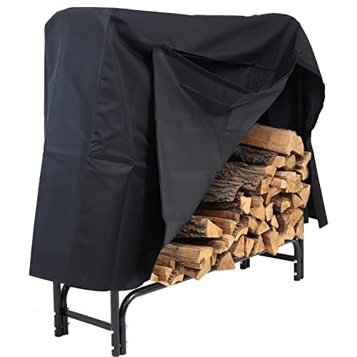 Sunnydaze Heavy-Duty Steel 8 ft Firewood Rack with Cover