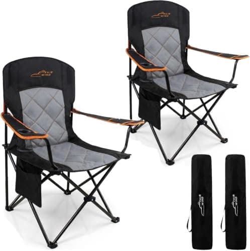 FAIR WIND Padded Oversized Camping Chairs with Lumbar Support, 2-Pack