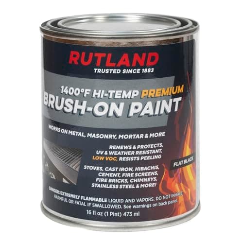 Rutland 81V Premium 1400°F Hi-Temp Brush-On Paint, 16 fl oz, Black