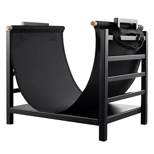 DOEWORKS 18-Inch Indoor Firewood Rack with Canvas Carrier