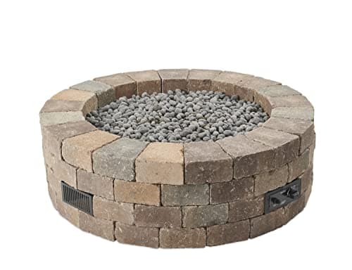 The Outdoor GreatRoom Company Bronson Block Round Propane Fire Pit Kit, 52"