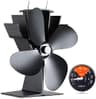 GALAFIRE 4-Blade Heat Powered Wood Stove Fan with Magnetic Thermometer