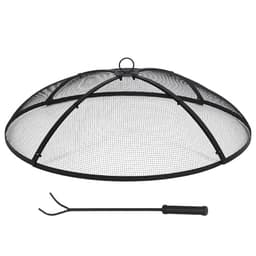 Lineslife 30-Inch Round Collapsible Fire Pit Spark Screen with Handle and Poker