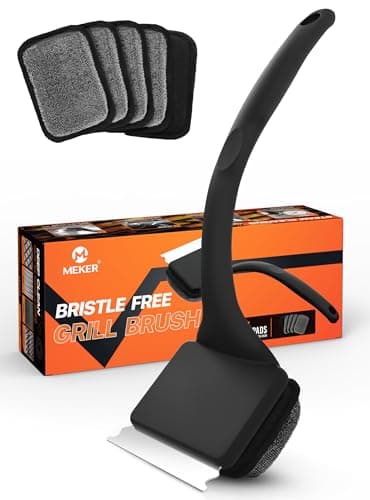 MEKER Bristle-Free Grill Brush with 5 Replacement Pads (GB5+1)