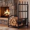 Gtongoko Fireplace Tools Set with Log Rack Holder, Heavy-Duty Steel Frame