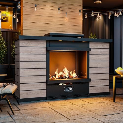 Gardenbee 63" Outdoor Propane Fireplace with Built-In Tank Design (50,000 BTU, CSA Certified)