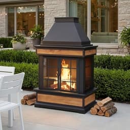 EROMMY 57" Wood-Burning Outdoor Fireplace with Chimney