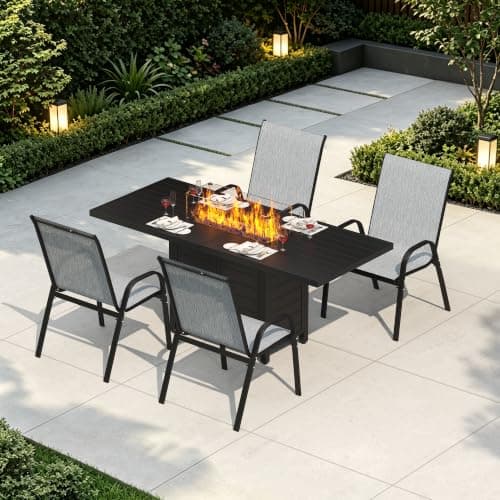PIZZELLO 5-Piece Patio Set with 60" Fire Pit Table