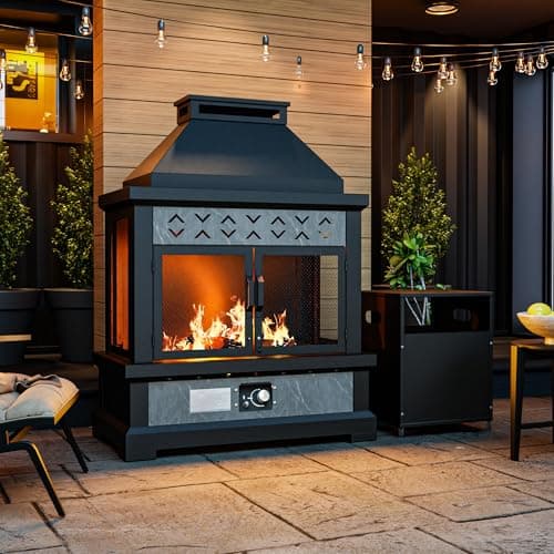 Gardenbee 35" Outdoor Propane Fireplace with Tank Storage (50,000 BTU, CSA Certified)