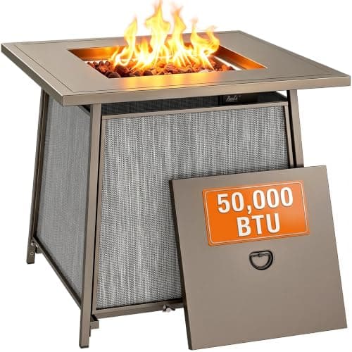 BALI OUTDOORS 50,000 BTU Square Propane Fire Pit Table