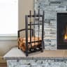 Lavish Home Fireplace Tool Set and Log Rack, Matte Black, 5-Piece